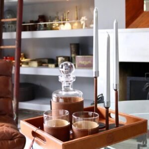 Taba 2li Deri Kaplı Viski Bardağı